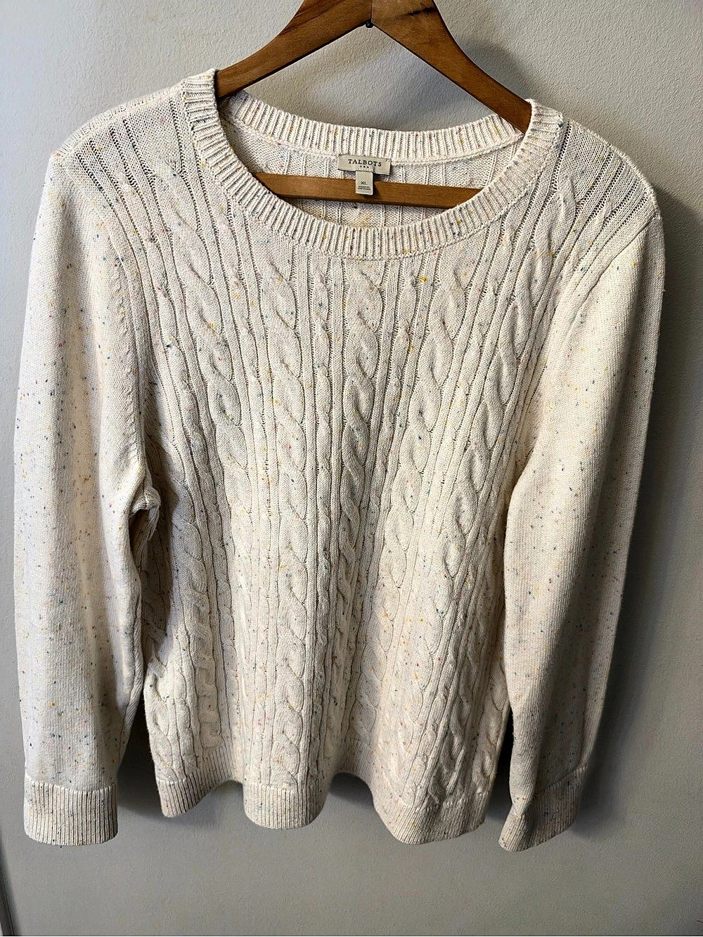 Talbots Soft Cable Knit Crewneck Sweater Cable Knit Sweater Cream XL